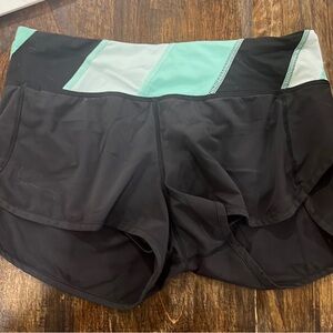Lululemon Speedups Black and Mint Waistband Women's Shorts